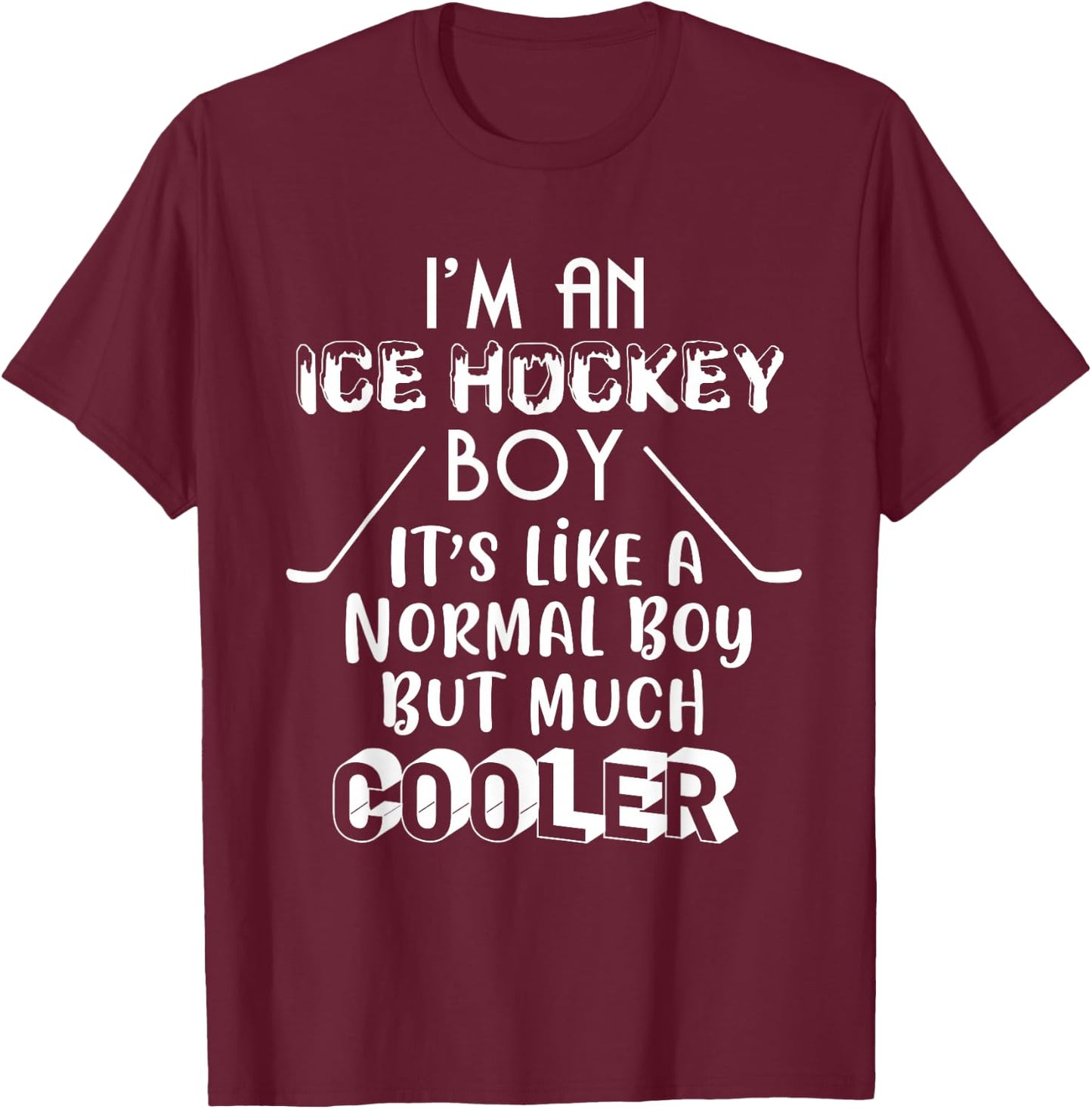 Ice Hockey Boy Kids Gift T-Shirt - T-Shirt | Maroon