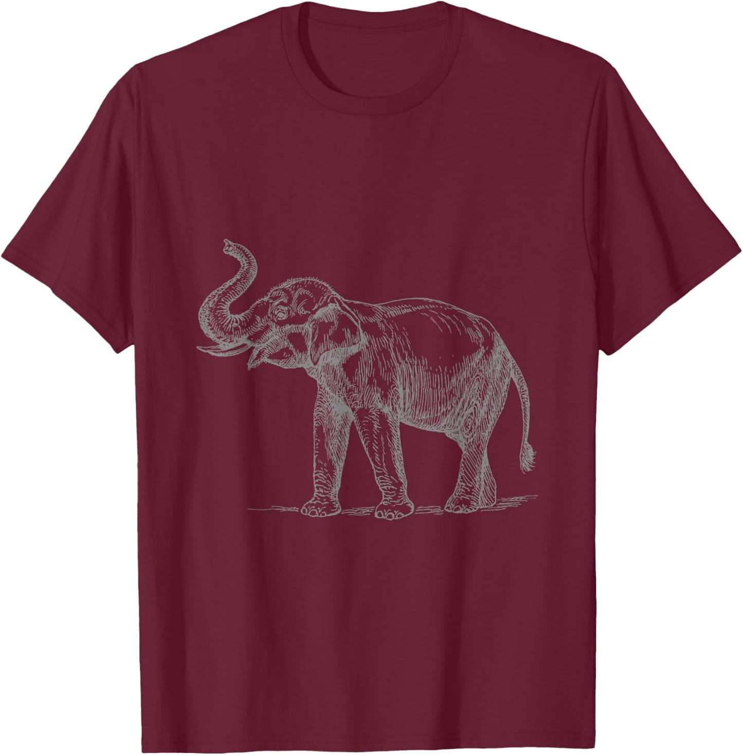 Elephant with Raised Trunk T-Shirt - T-Shirt | Maroon