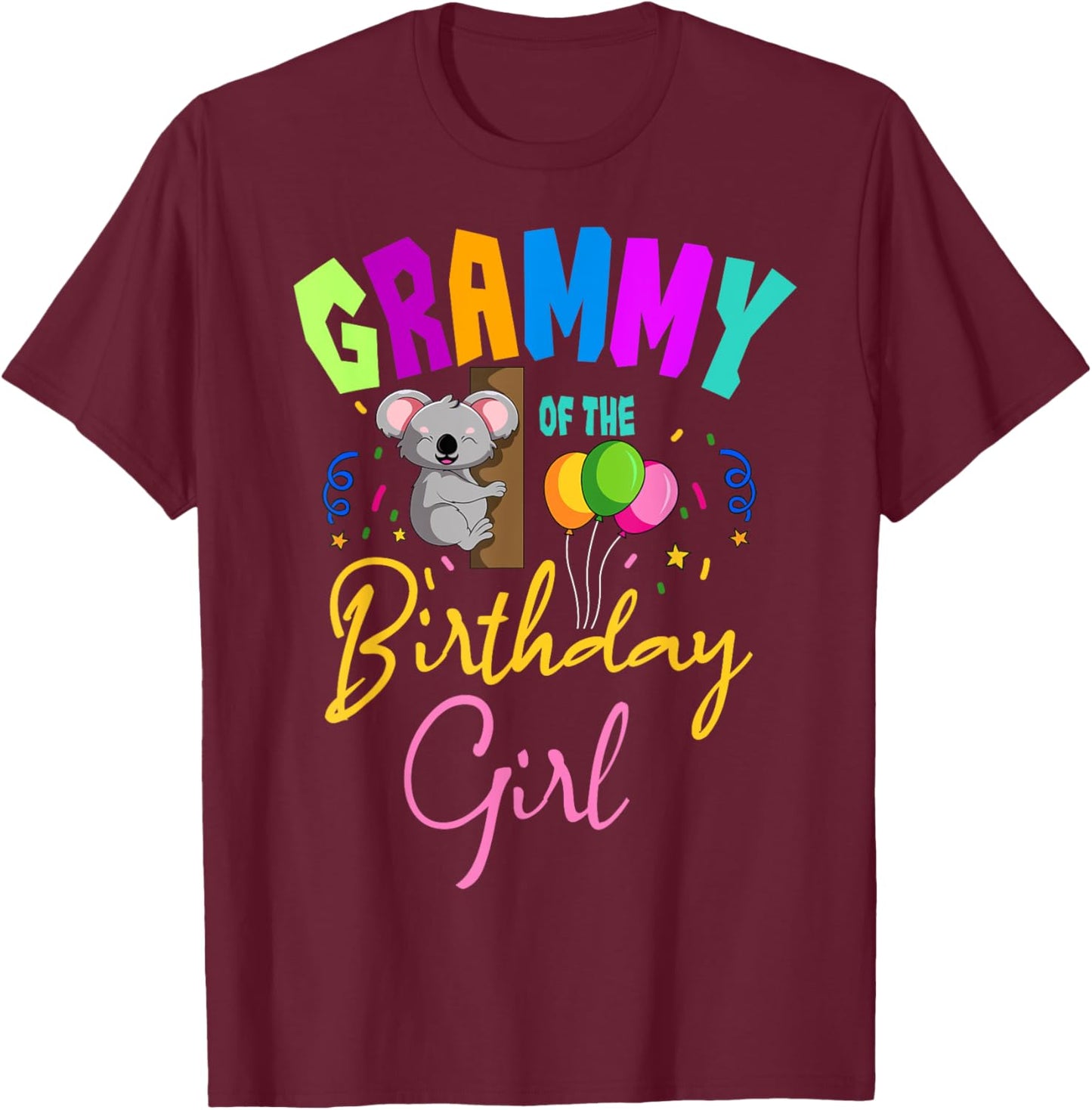 Grammy Of The Birthday Girl Koala Family Bday Party Grammy T-Shirt - T-Shirt | Maroon