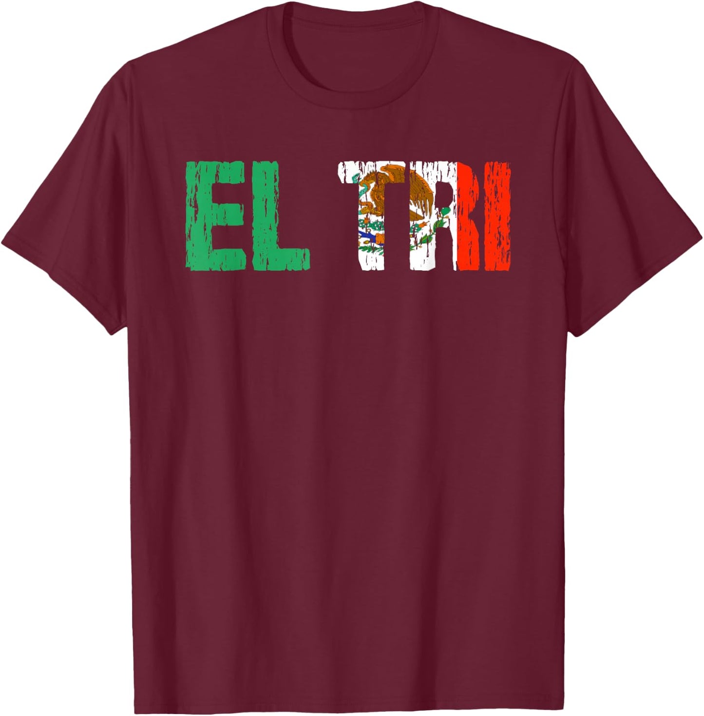 El Tri Mexico Soccer Fan Futbol Distressed Flag Gift T-Shirt - T-Shirt | Maroon