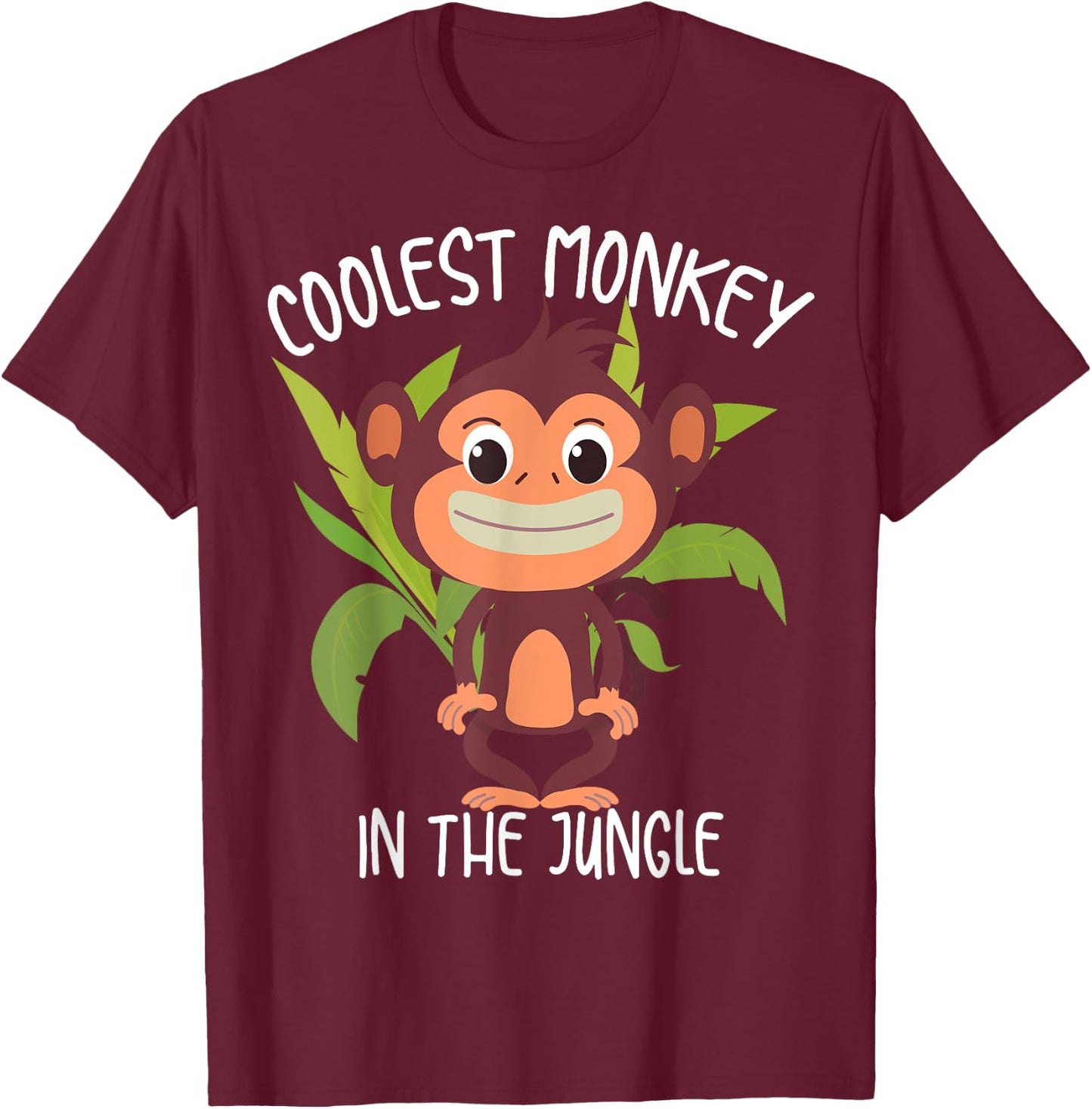 Coolest Monkey In The Jungle | Funny Cute Ape Lover Boy Gift T-Shirt - T-Shirt | Maroon