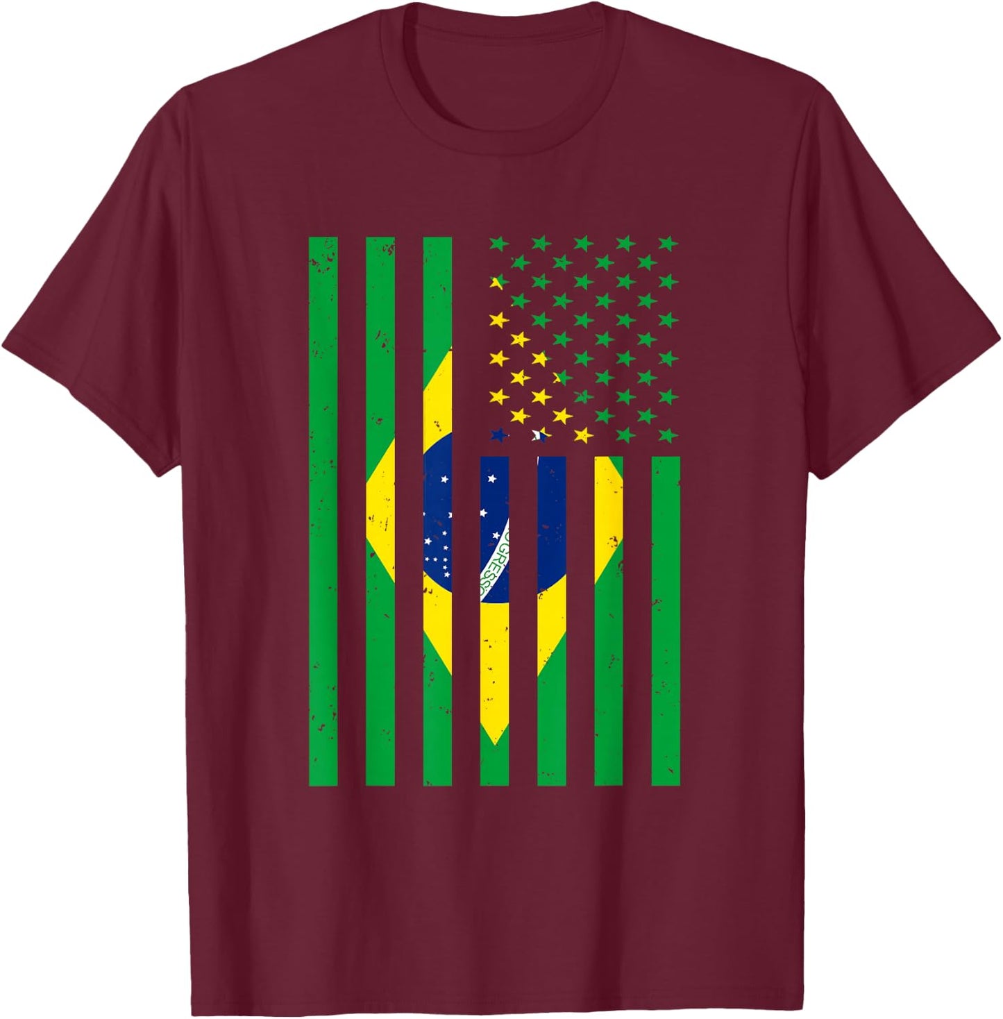 Brazil Shirt Brasil Soccer USA America Flag Jersey Men Women T-Shirt - T-Shirt | Maroon