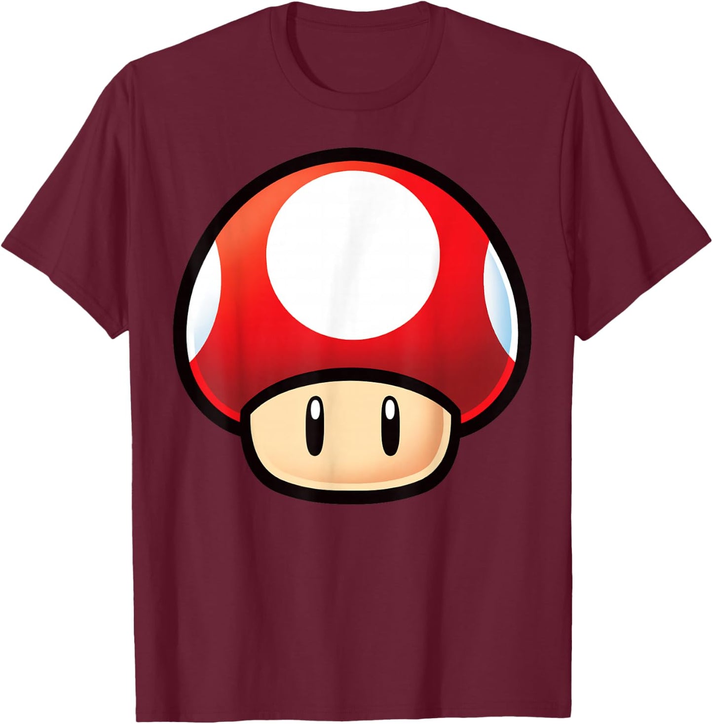 Super Mario Red Mushroom Big Face T-Shirt - T-Shirt | Maroon