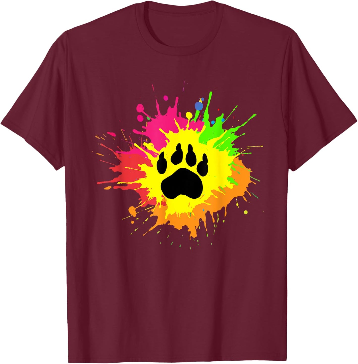 Furry Shirt Rainbow Bear Fursona Wolf Paw Print Gifts T-Shirt - T-Shirt | Maroon