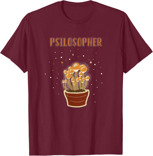 Psilosopher - Psilocybin Mushrooms - Entheogen T-Shirt - T-Shirt | Maroon