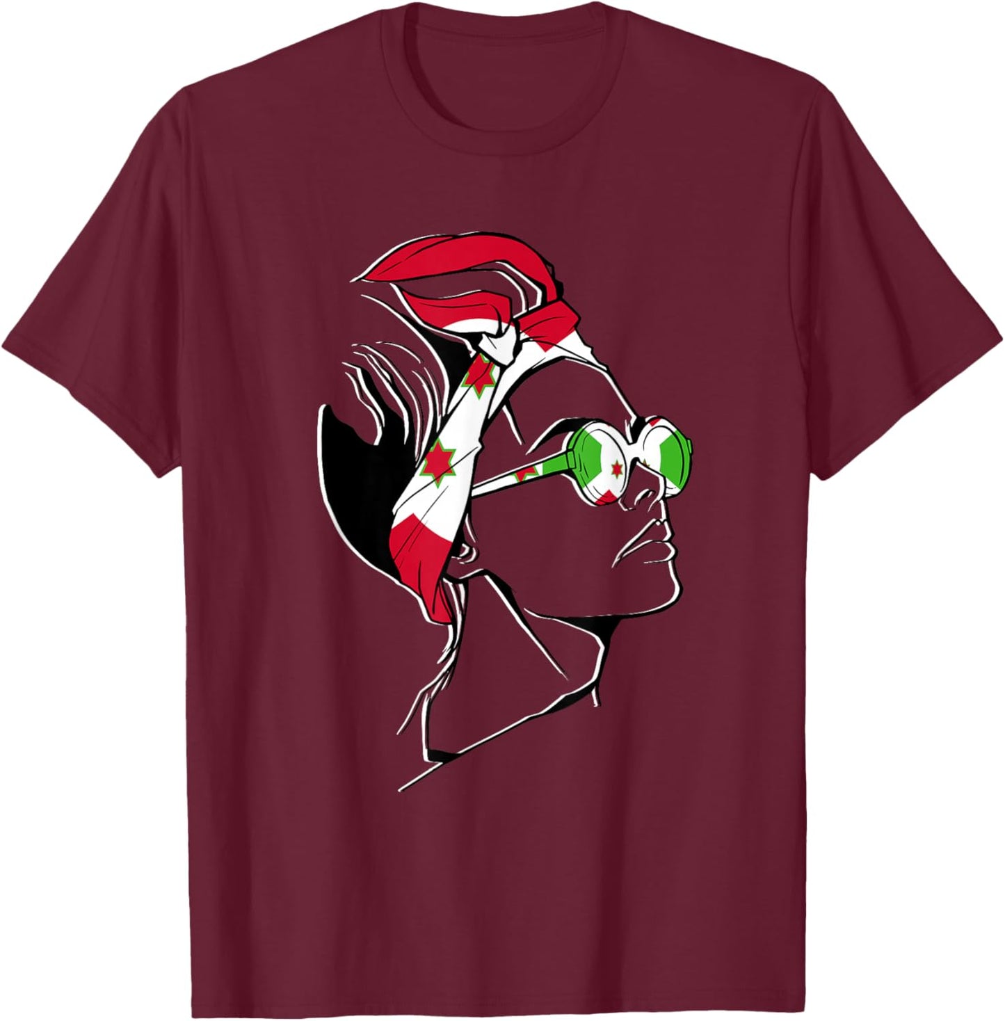 Burundi Flag Girl Head Scarf Burundian Pride Burundian Roots T-Shirt - T-Shirt | Maroon