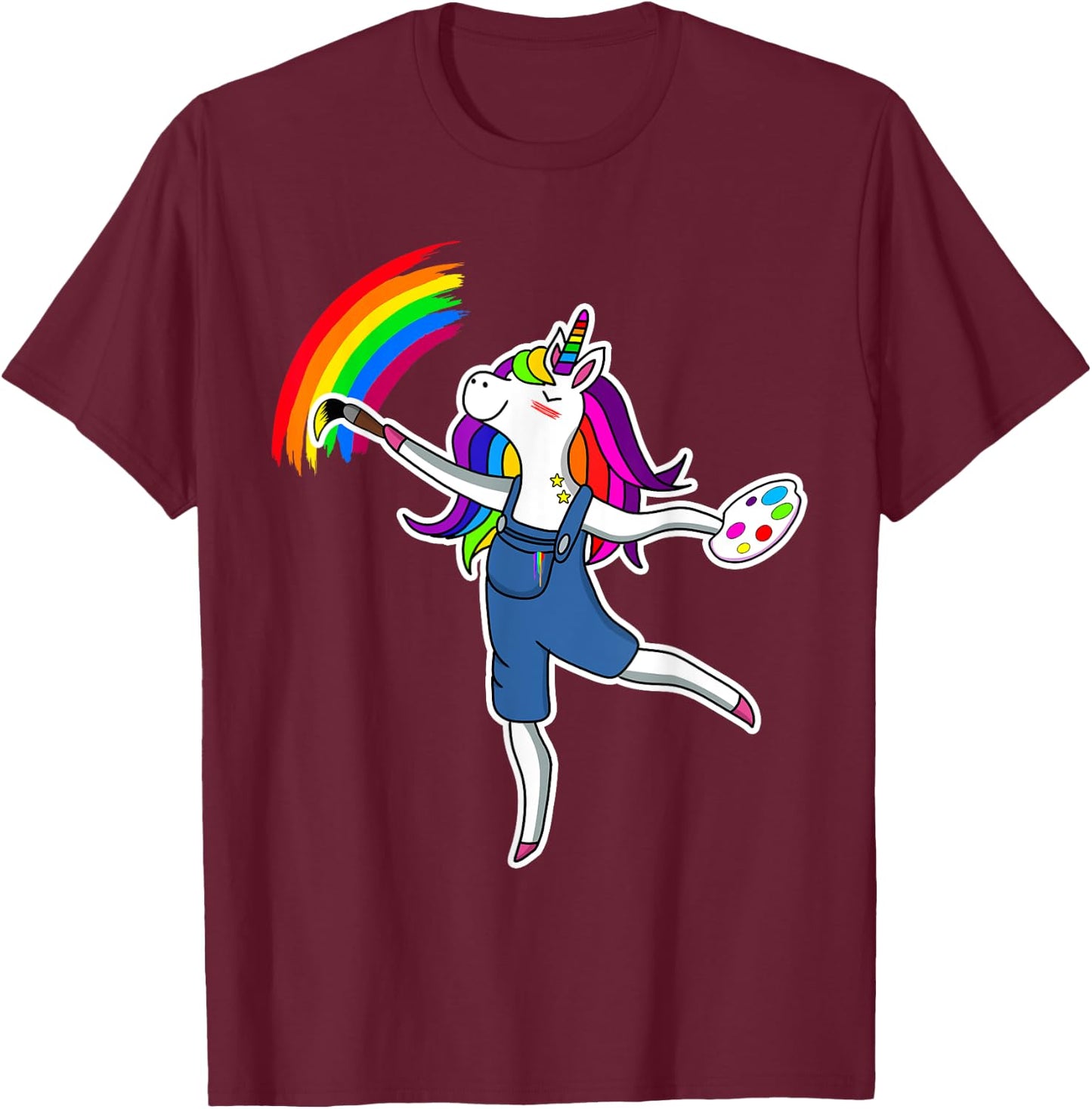 Magical Unicorn Painting Artist Rainbow Art Teacher Women T-Shirt - T-Shirt | Maroon