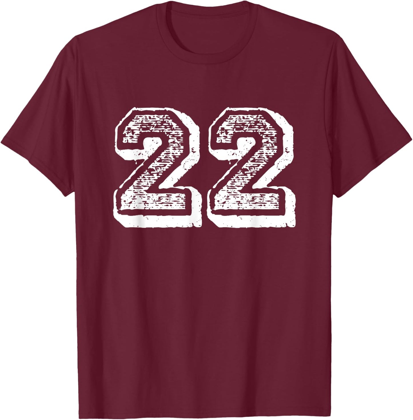 Number 22 Sports Jersey Player #22 Fan FRONT Print Vintage T-Shirt - T-Shirt | Maroon