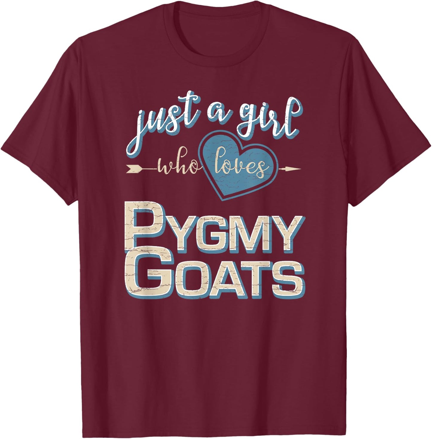 Heart Arrow Girl Who Loves Pygmy Goats T-Shirt - T-Shirt | Maroon