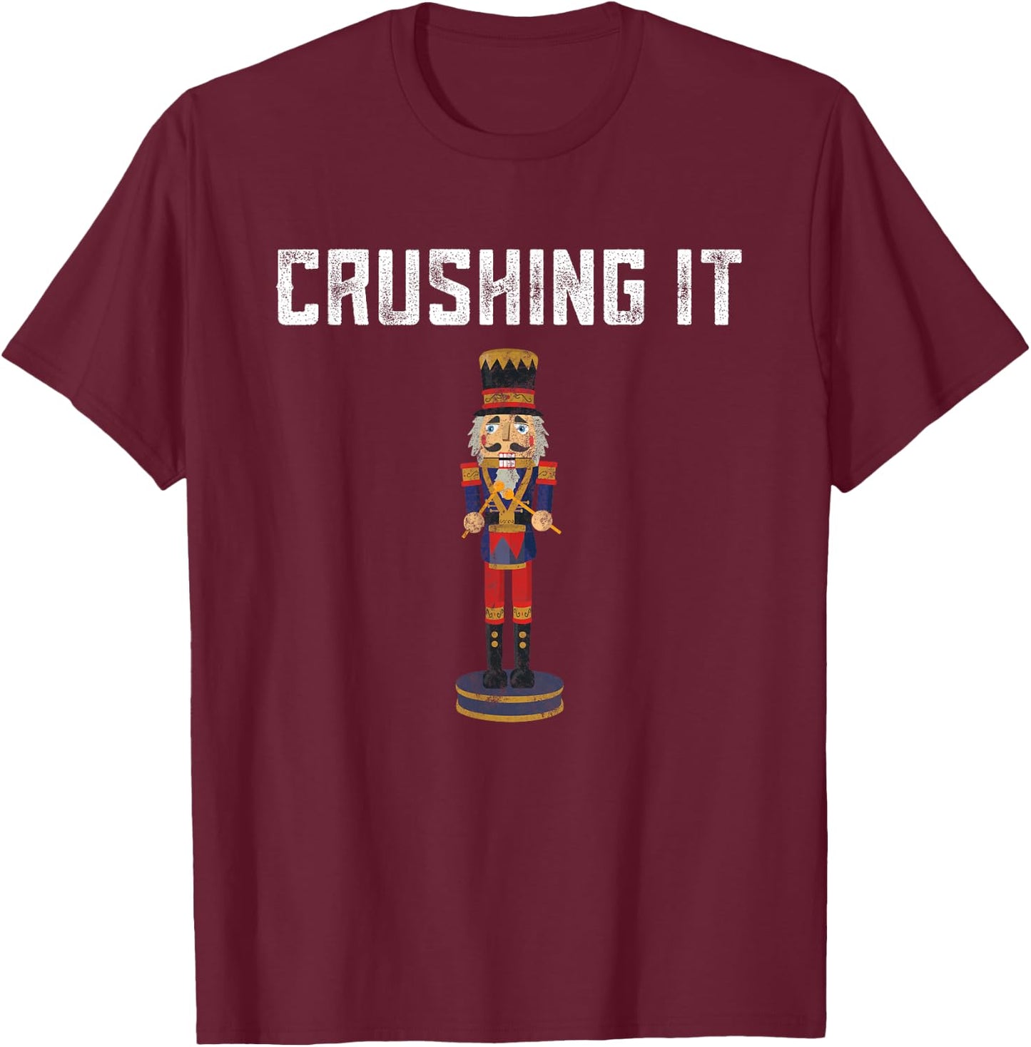 Men's Black Cotton Polyester Blend Modern Cartoon , Small, Short Sleeve, , Classic Fit, Christmas, Celebration, Casual, Winter T-Shirt - T-Shirt | Maroon