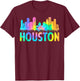 Retro Houston City Tie Dye Happy Texas Independence Day T-Shirt - T-Shirt | Maroon