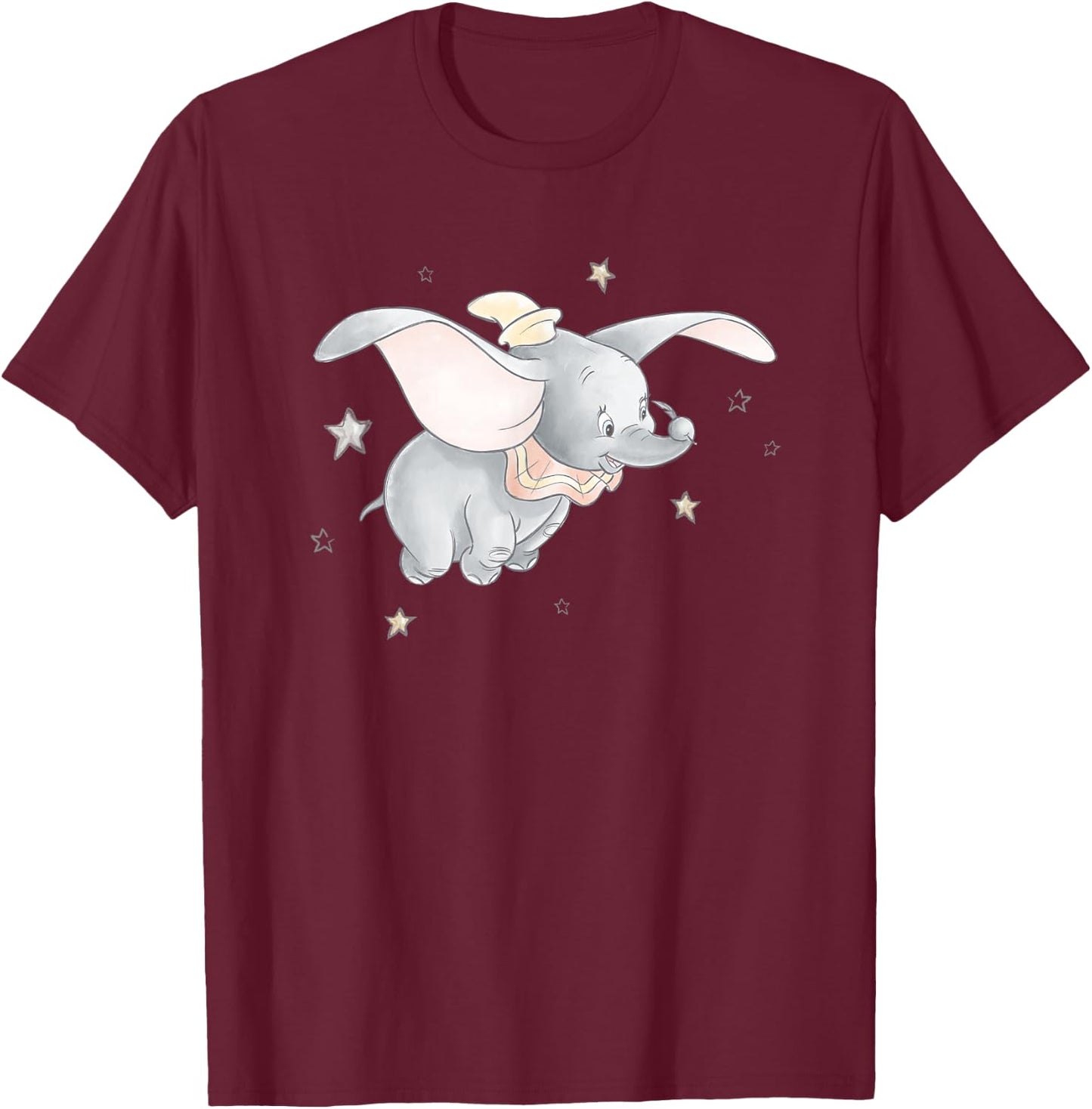 Disney Classic Dumbo and Magic Feather Watercolor T-Shirt - T-Shirt | Maroon