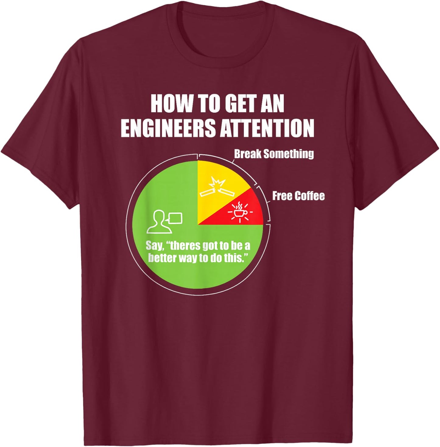 How To Get An Engineers Attention: Engineering Funny T-Shirt - T-Shirt | Maroon