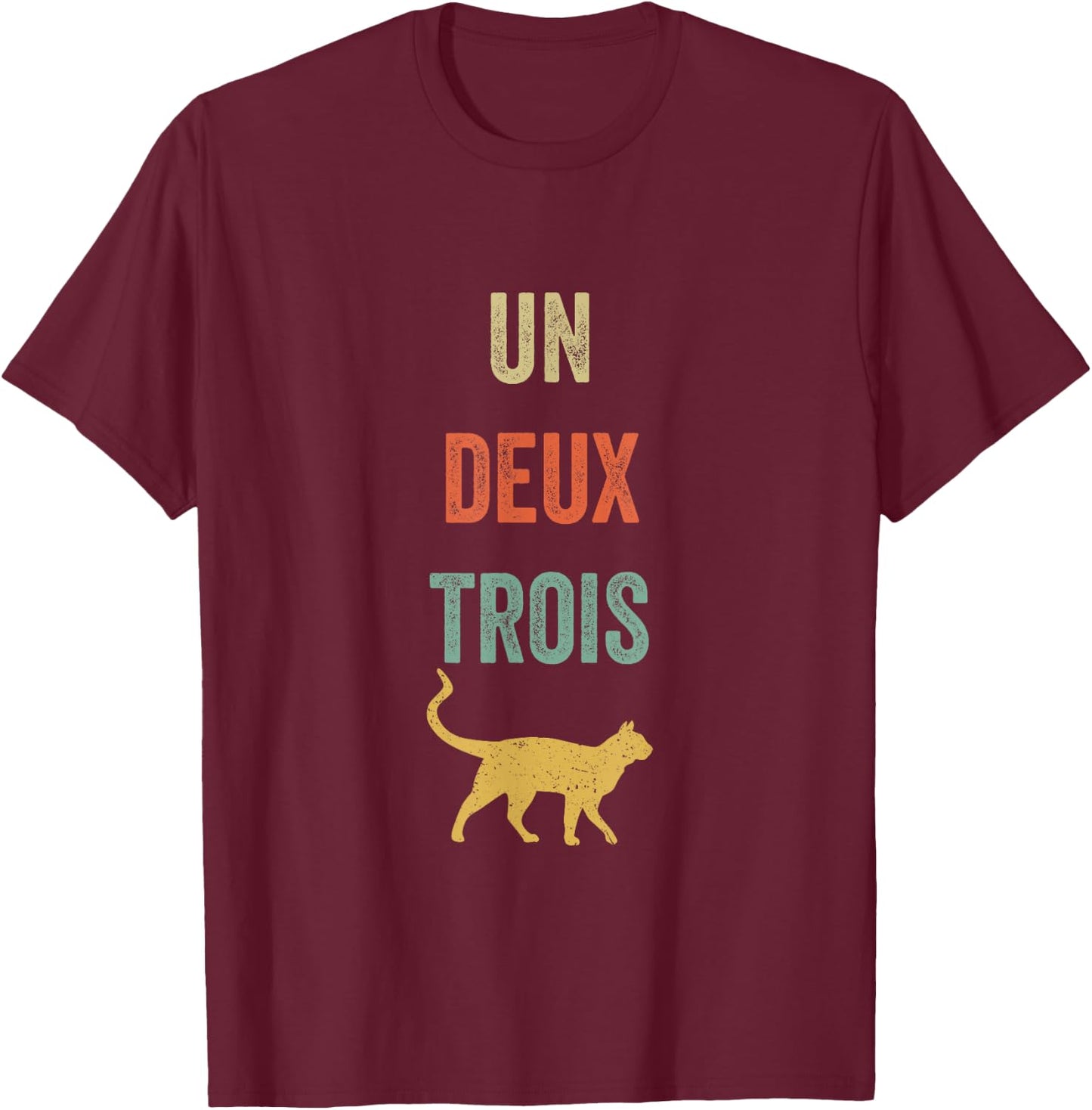Un Deux Trois Vintage French Word Game T-Shirt - T-Shirt | Maroon