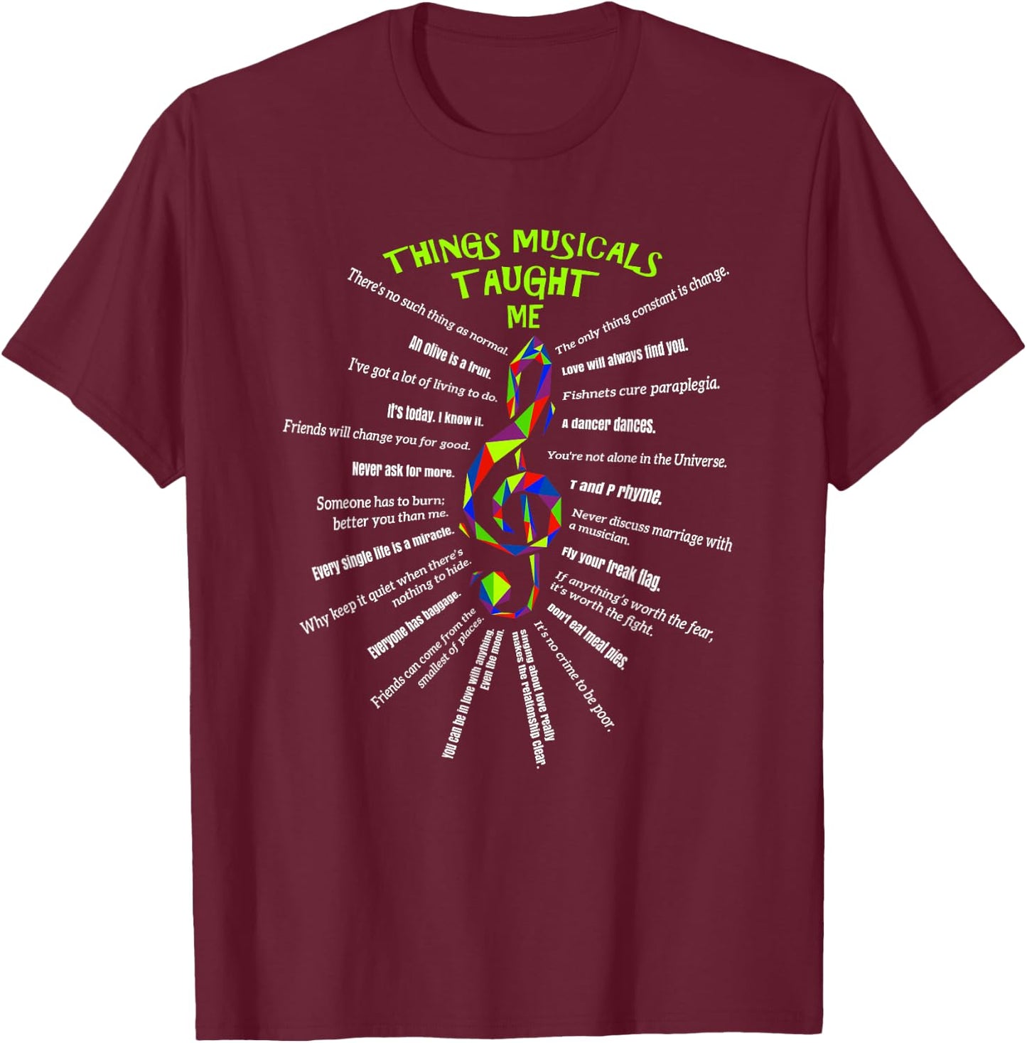 Music Theatre Things Musicals Taught Me Actor #3 T-Shirt - T-Shirt | Maroon