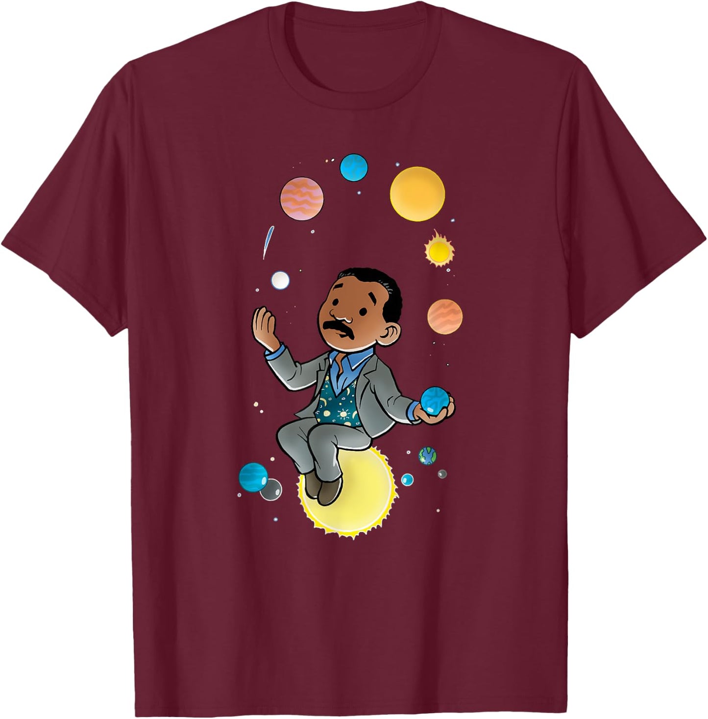 Neil deGrasse Tyson Solar System T-Shirt - T-Shirt | Maroon