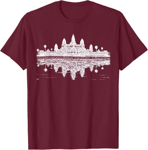 Bucla Custom Men's Cambodia Angkor Wat , Black, Small, Short Sleeve T-Shirt - T-Shirt | Maroon