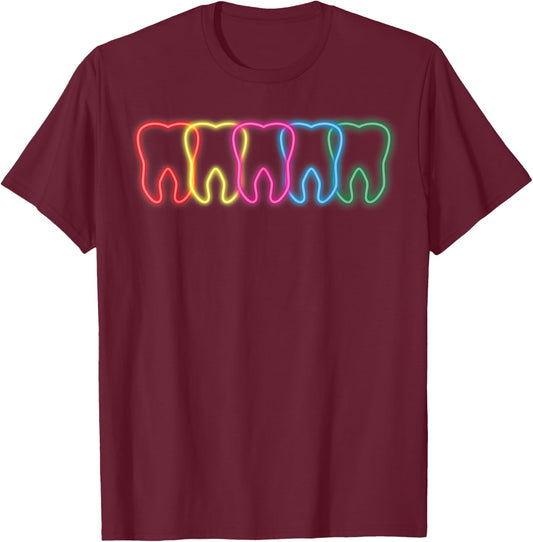 Retro Teeth Dentist Dental Hygienist Assistant Clothes Tooth Small T-Shirt - T-Shirt | Maroon