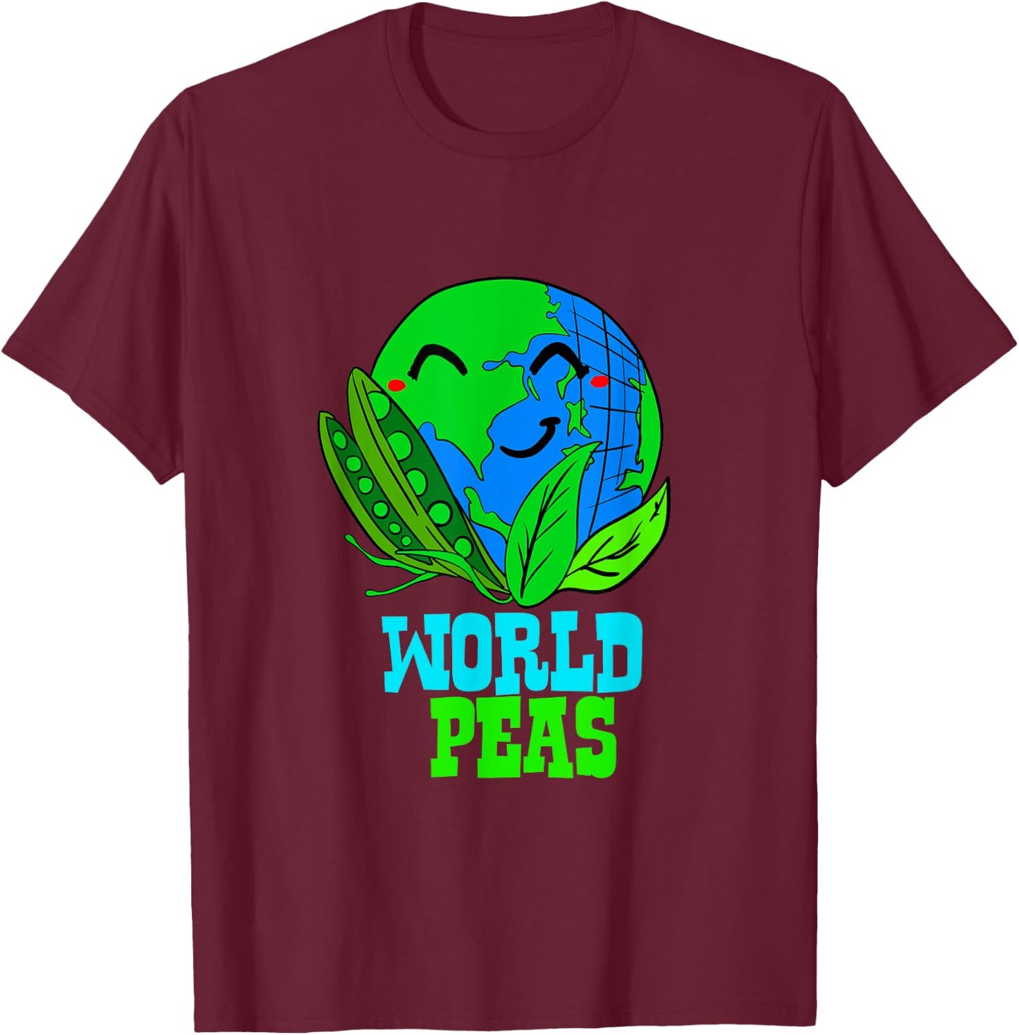 World Peas - Funny World Peace Pun T-Shirt - T-Shirt | Maroon