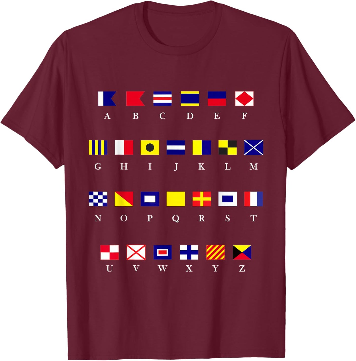 Nautical signal flag alphabet T-Shirt - T-Shirt | Maroon