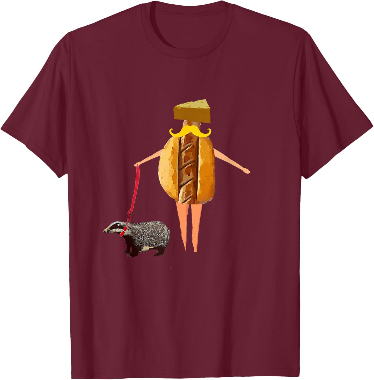 Wisconsin Fan, Brat, Cheese, Badger Pet Funny Shirt T-Shirt - T-Shirt | Maroon