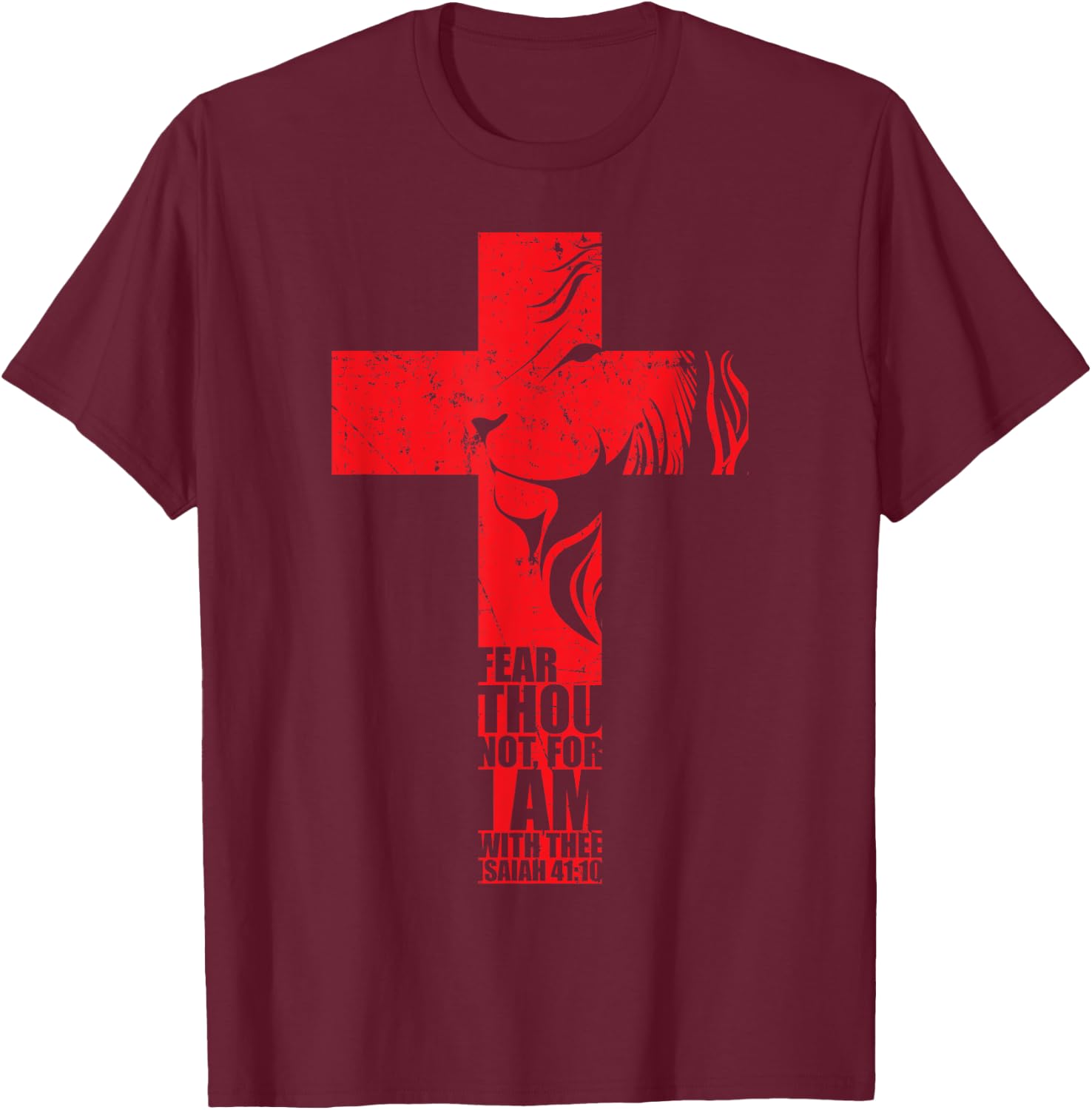 Isaiah 41:10 Christian Religious Verse Cross T Shirt Gifts T-Shirt - T-Shirt | Maroon