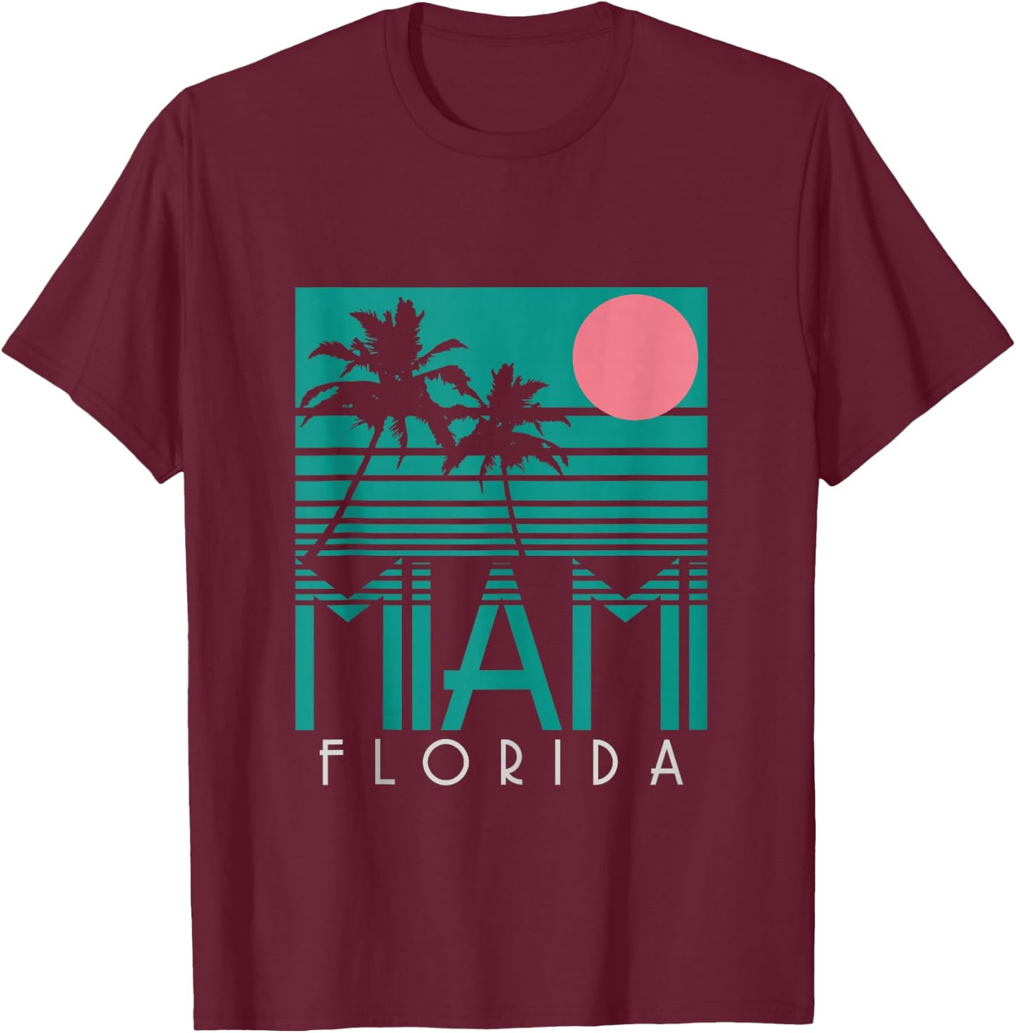 Miami Shirt Vintage Florida America USA Souvenir Surfer T-Shirt - T-Shirt | Maroon