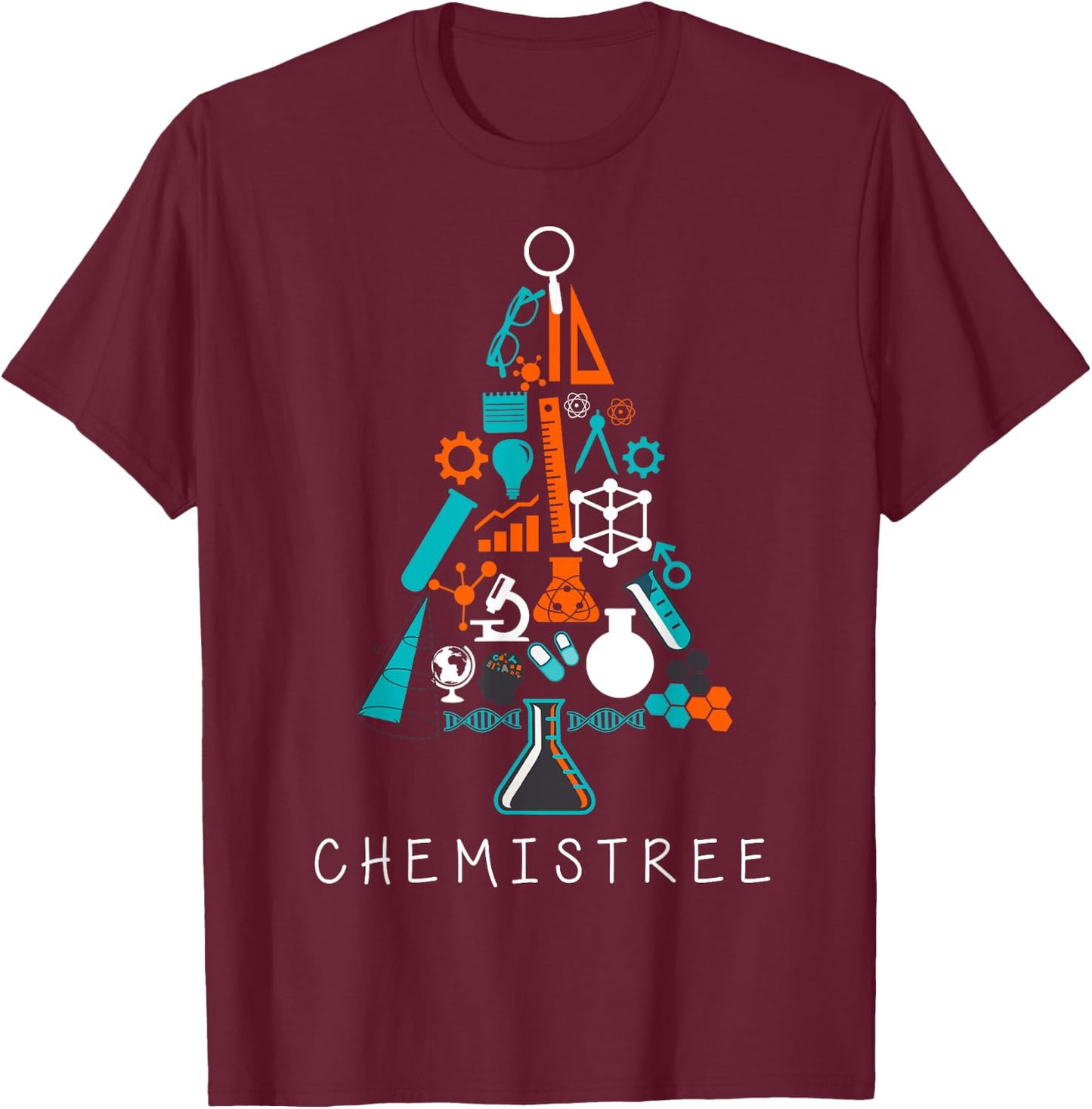 Oh Chemistree Funny Science Christmas Tree Labratory Costume T-Shirt - T-Shirt | Maroon