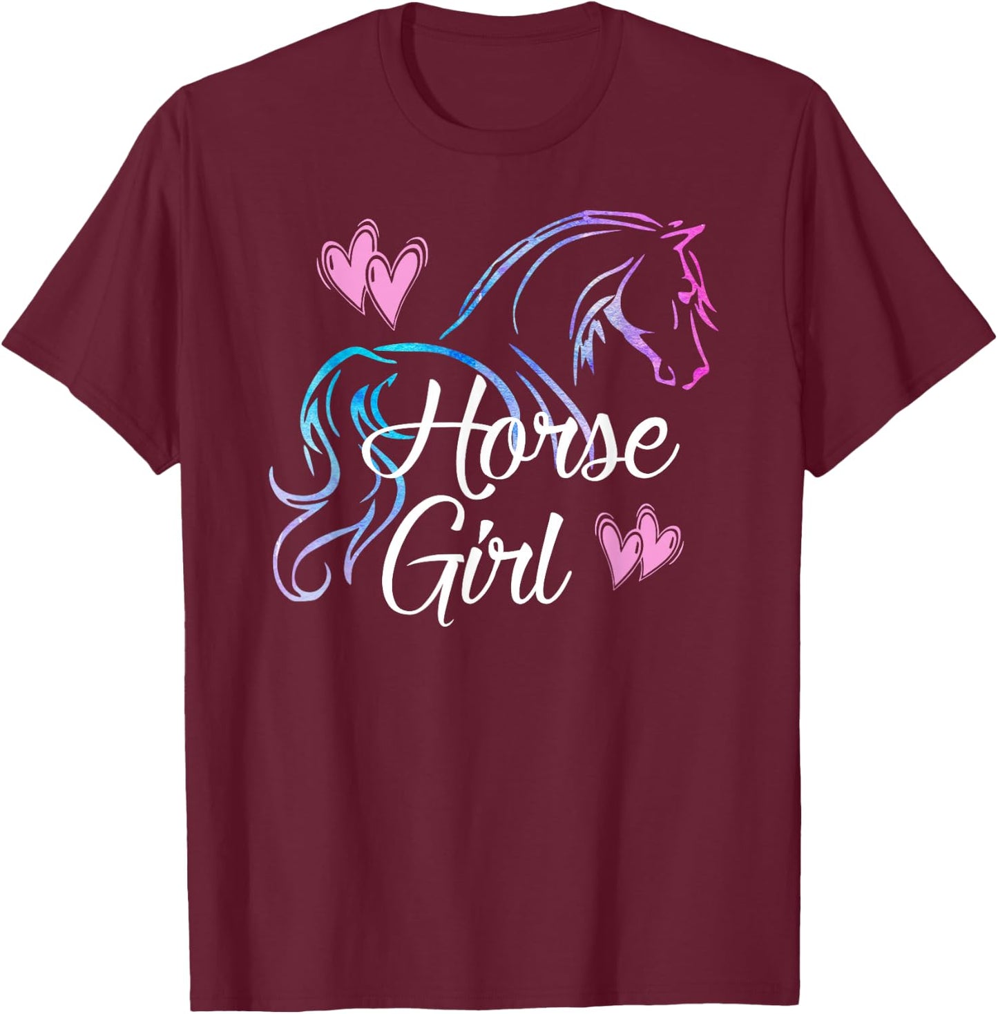 HORSE GIRL Love Horses Riding Rider Kids Women Gift T-Shirt - T-Shirt | Maroon