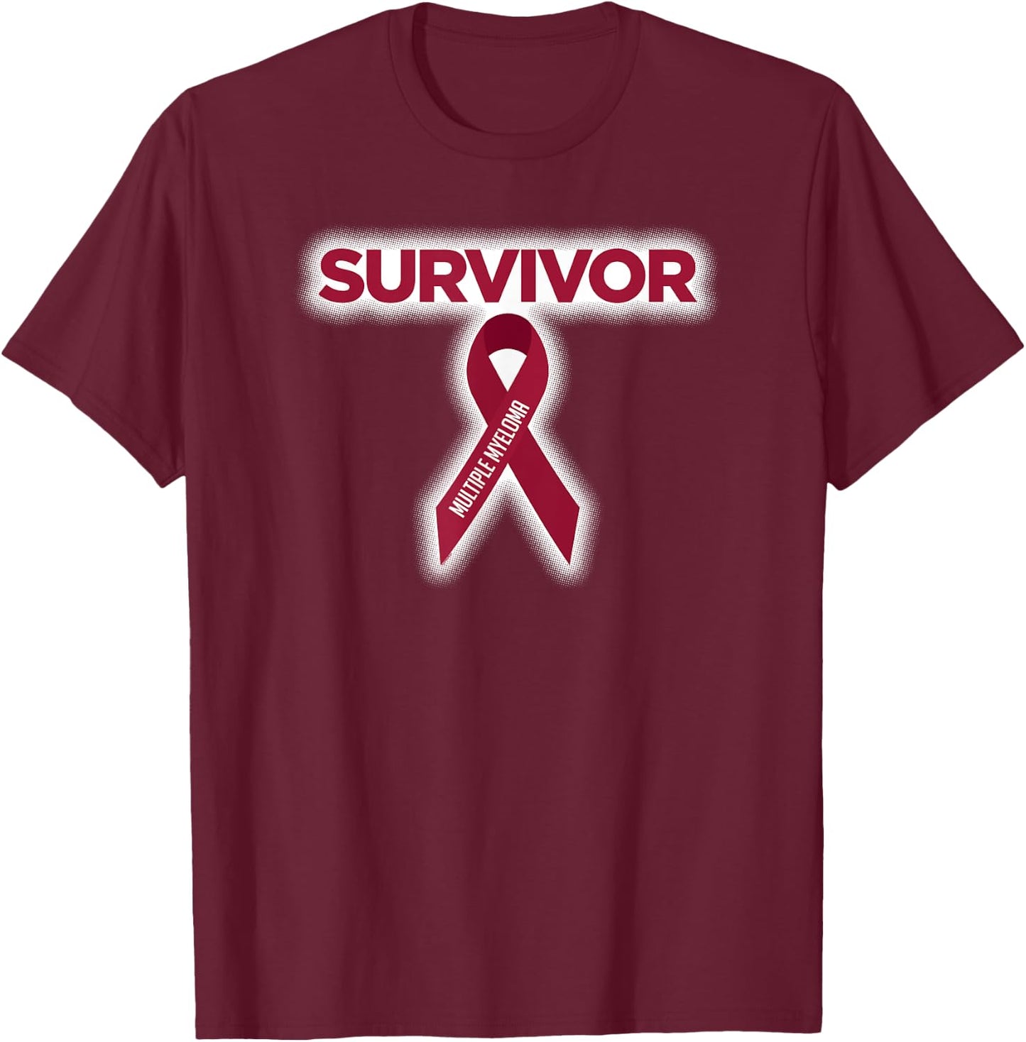 Multiple Myeloma Survivor with Awareness Ribbon T-Shirt - T-Shirt | Maroon