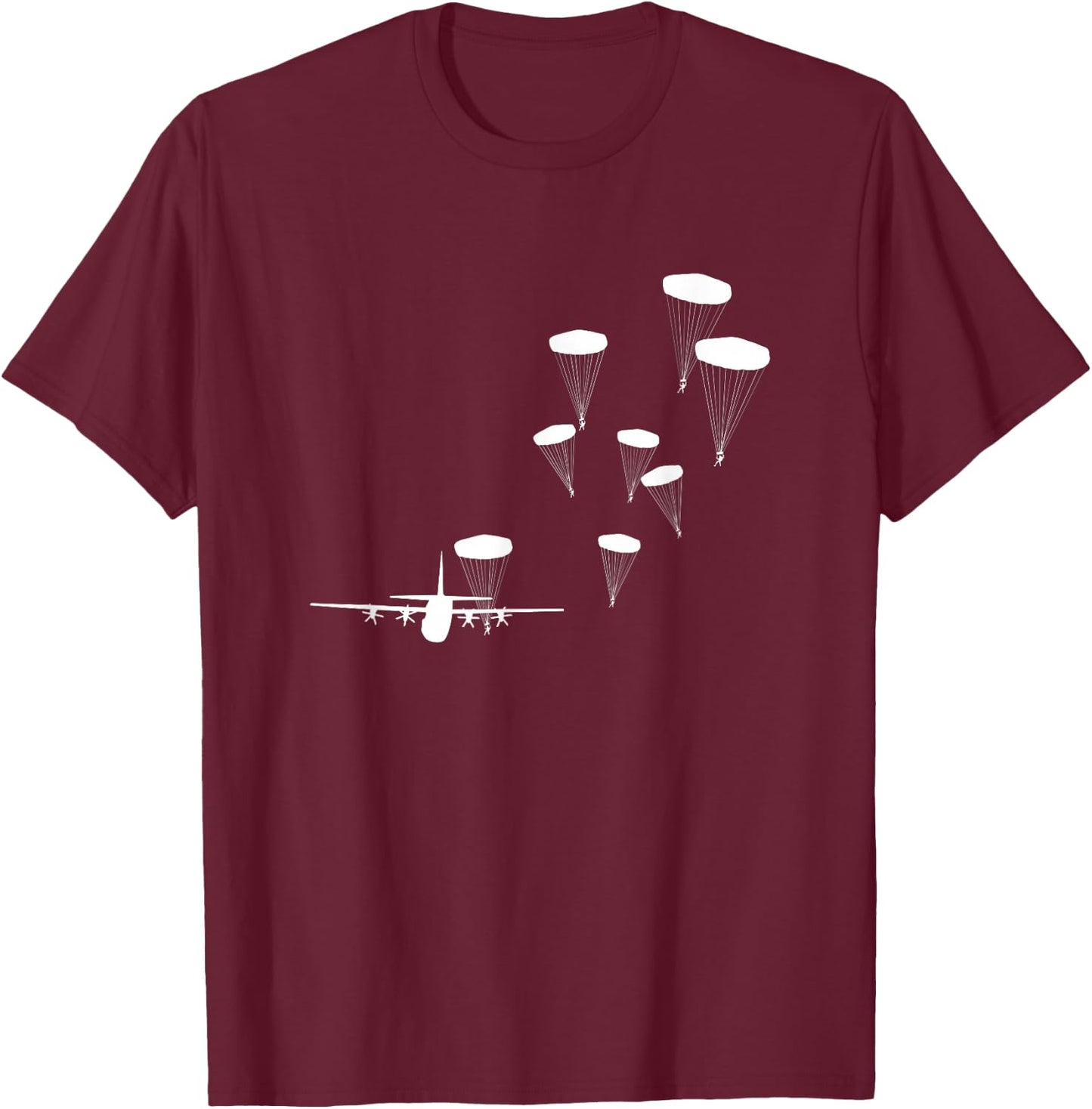 Airborne Paratrooper Military Aircraft Parachuting Soldier T-Shirt - T-Shirt | Maroon