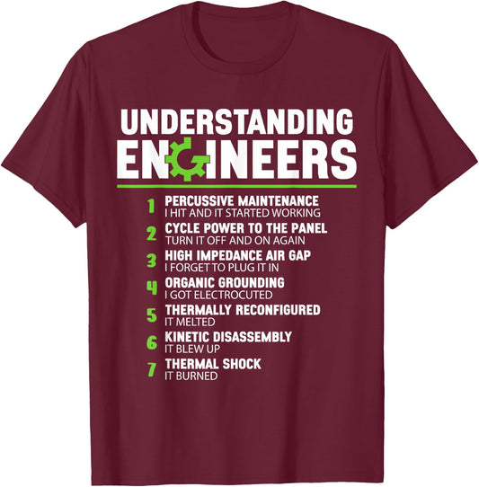 Funny Engineer Gifts Understanding Engineers Men Black Cotton Blend T-Shirt - T-Shirt | Maroon