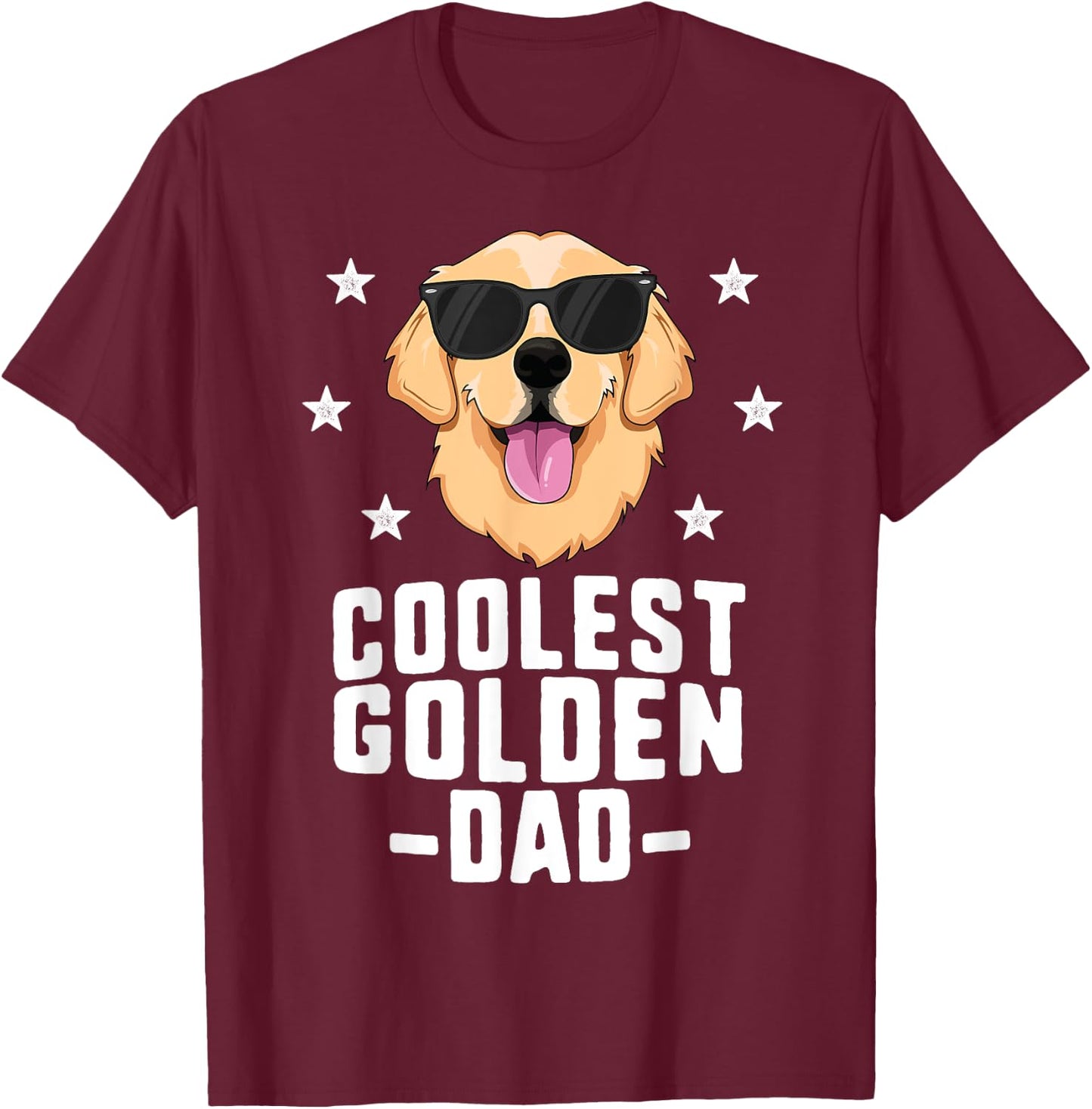 Coolest Golden Dad Retriever New Dog Owner T-Shirt - T-Shirt | Maroon