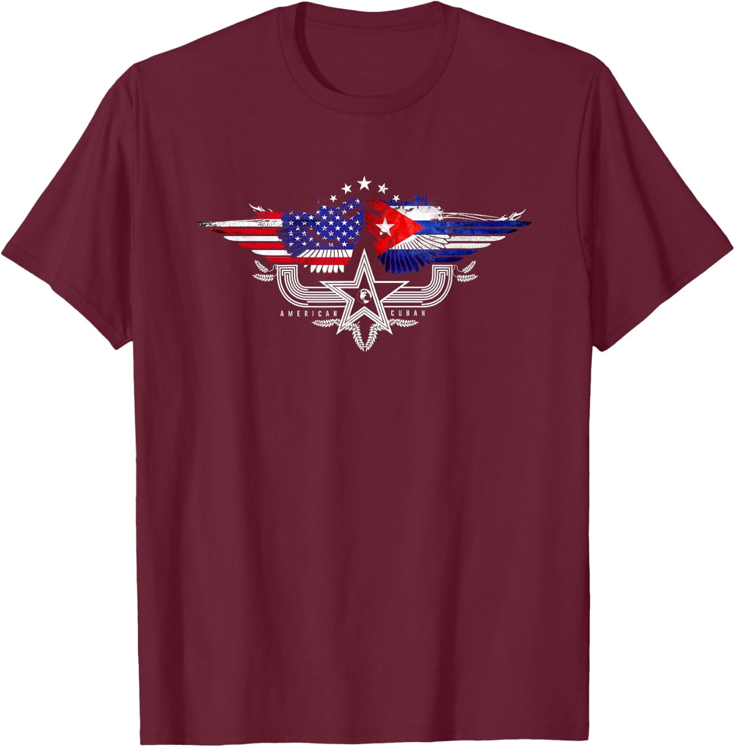 Cuba USA Flag Cuban American T-Shirt - T-Shirt | Maroon