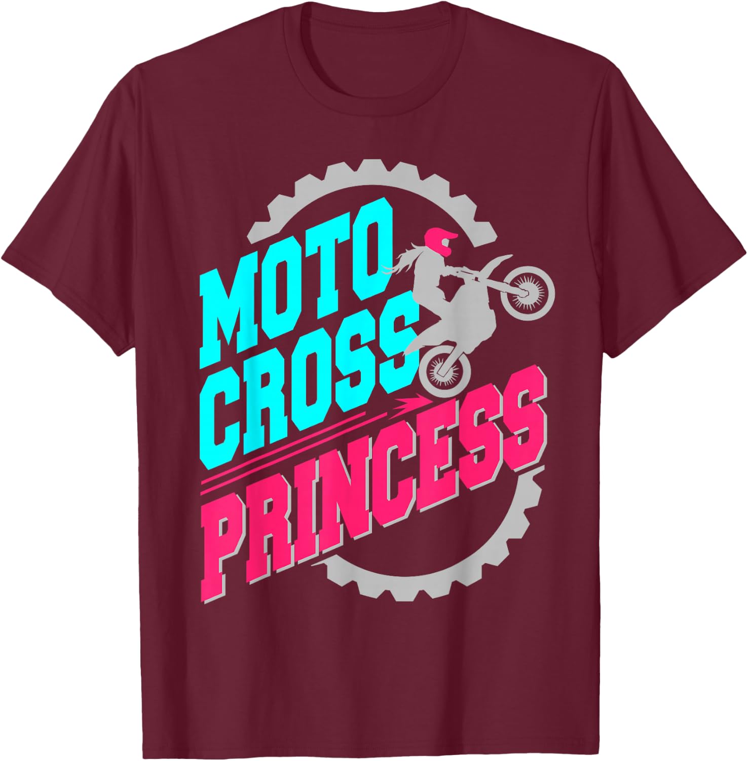 Motocross Princess Girls Women Dirt Bike Rider T-Shirt - T-Shirt | Maroon