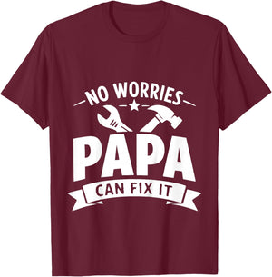 Kids No Worries Papa Can Fix It Father's Day Handyman Grandpa T-Shirt - T-Shirt | Maroon