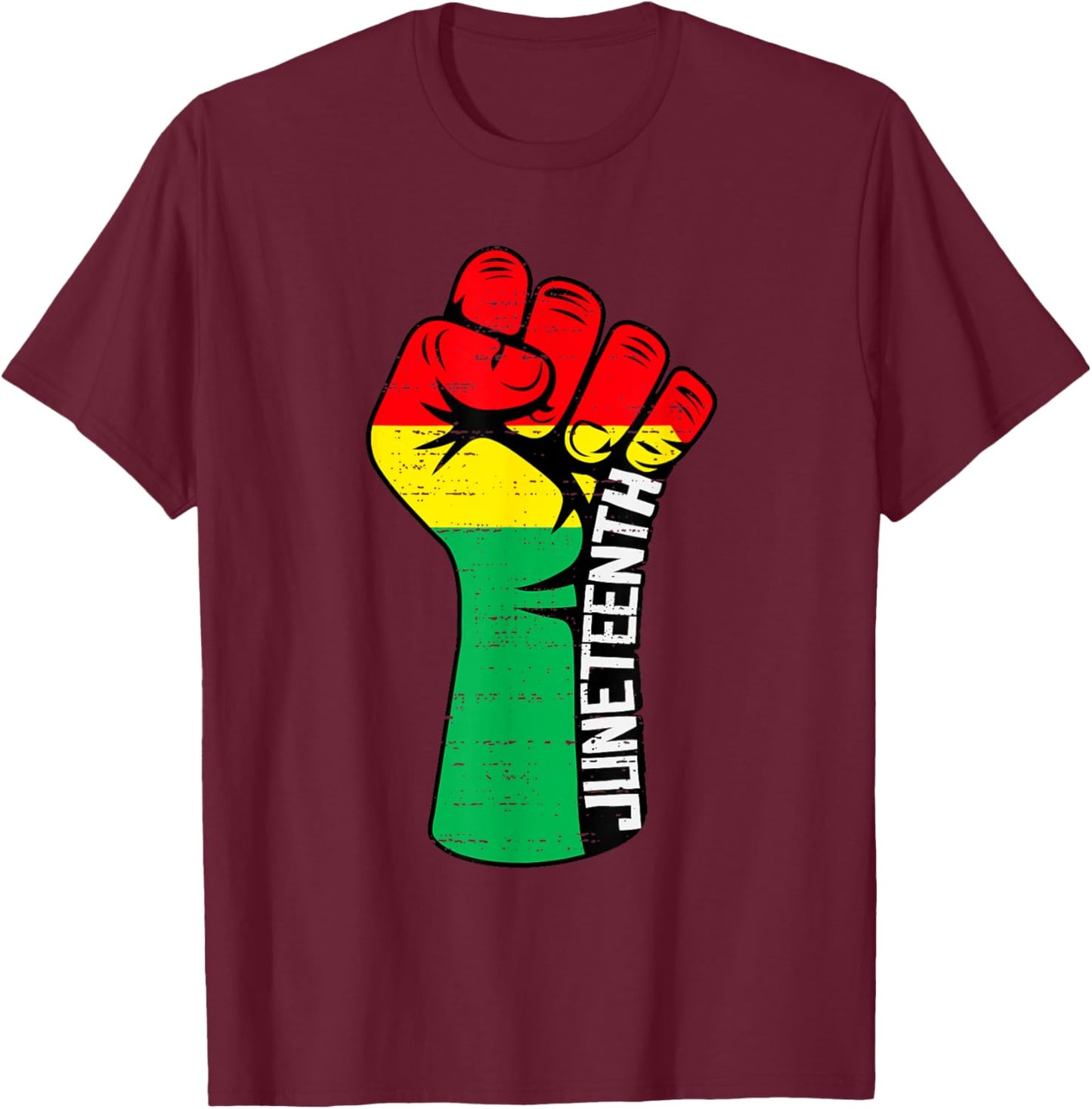 Power Fist Juneteenth 1865 Freedom African June 19th T-Shirt - T-Shirt | Maroon