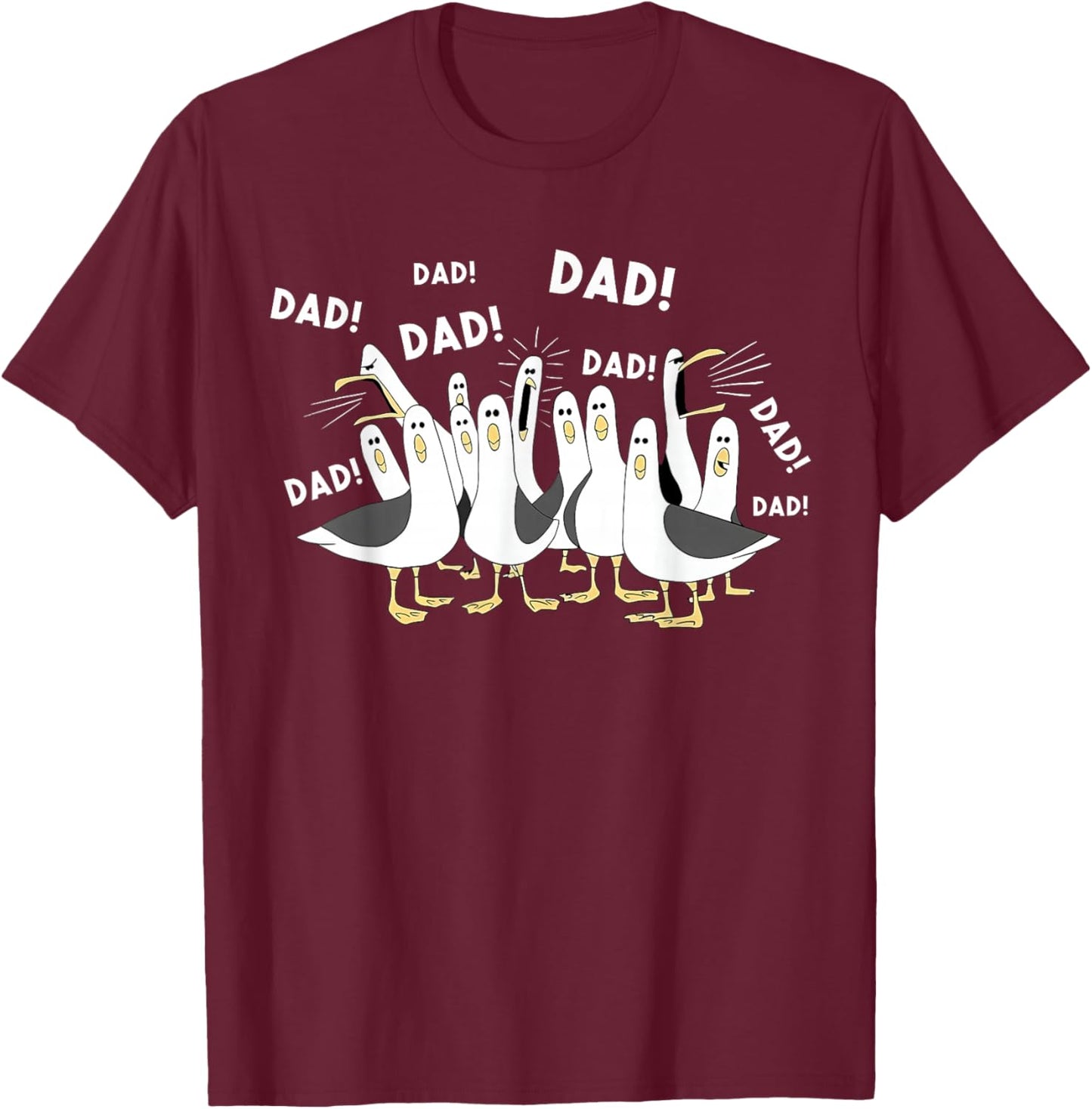 Dad Seagull Funny Dada Seagulls Fathers Day Humor T-Shirt - T-Shirt | Maroon