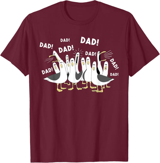 Dad Seagull Funny Dada Seagulls Fathers Day Humor T-Shirt - T-Shirt | Maroon