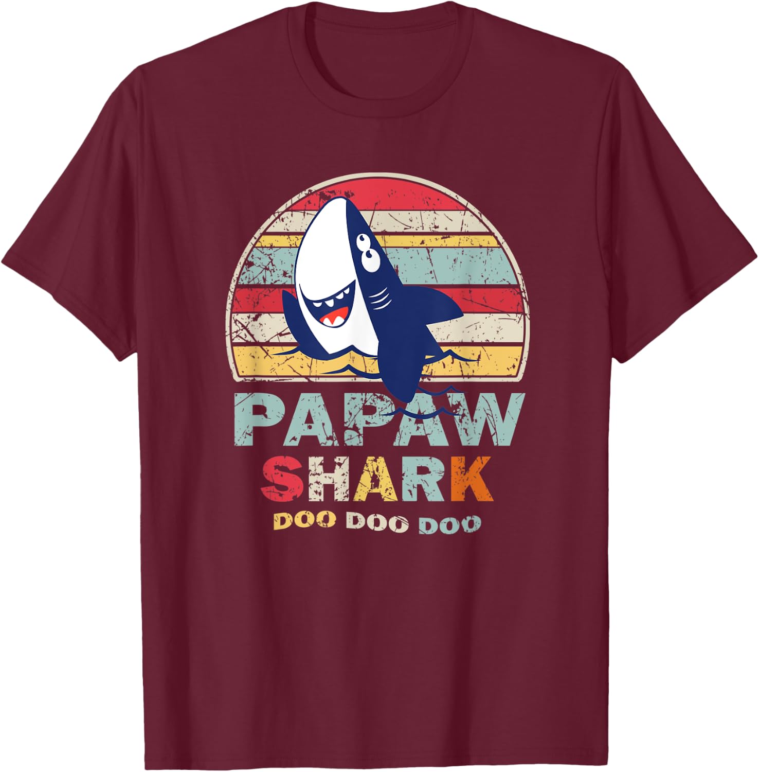 Vintage Papaw Shark Shirt Fathers Day Gift Women T-Shirt - T-Shirt | Maroon