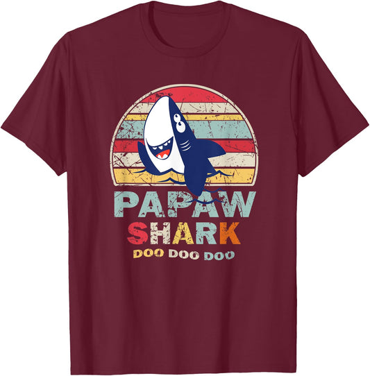 Vintage Papaw Shark Shirt Fathers Day Gift Women T-Shirt - T-Shirt | Maroon