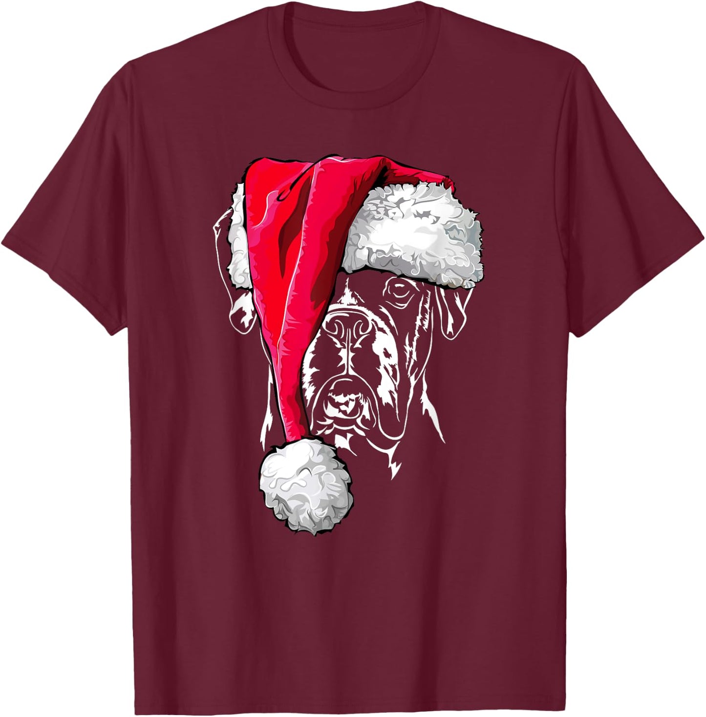 Funny German Boxer Santa Christmas Dogs T-Shirt - T-Shirt | Maroon