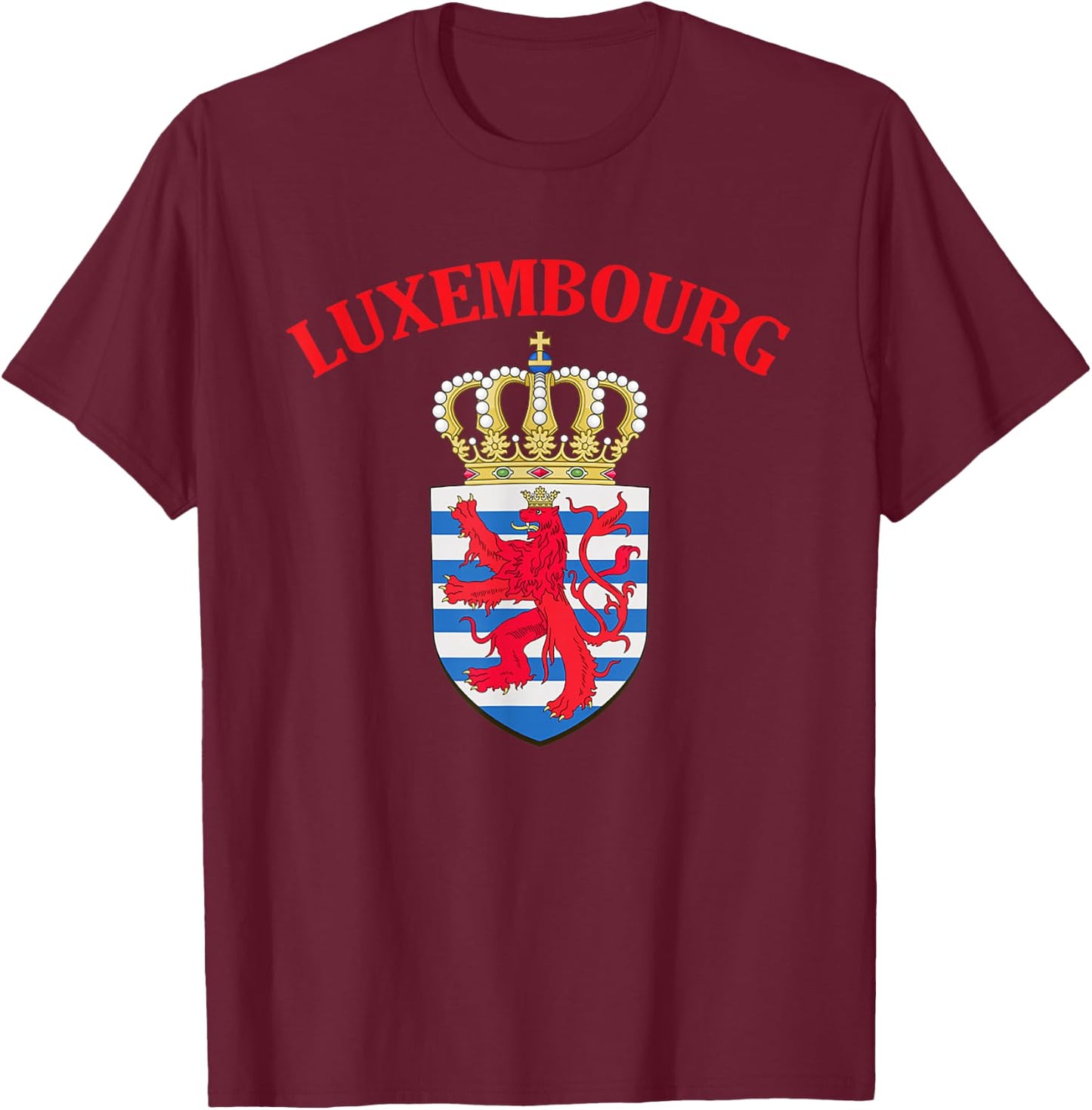 Luxembourg Coat of Arms National Emblem T-Shirt - T-Shirt | Maroon