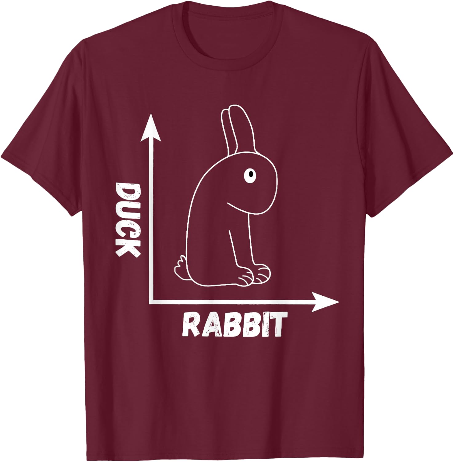 Crazy Optical Illusion Rabbit Duck Perspective Wittgenstein T-Shirt - T-Shirt | Maroon