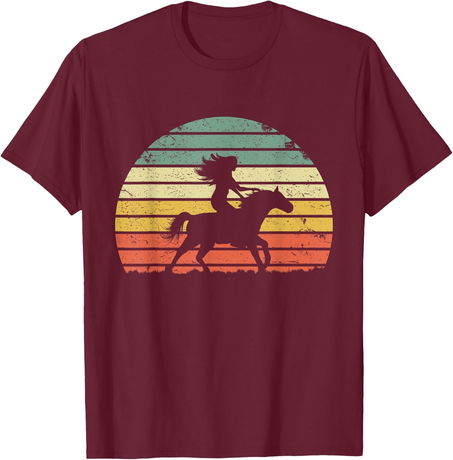 Girl Horse Riding Shirt Vintage Cowgirl Texas Ranch T-Shirt - T-Shirt | Maroon