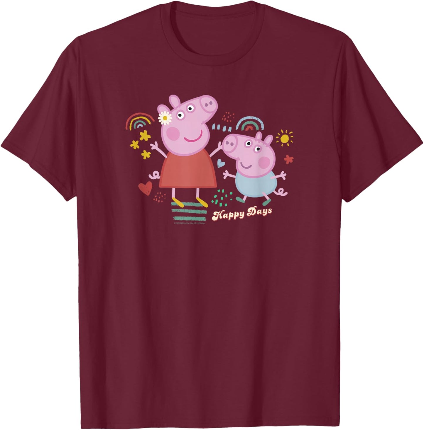 Peppa Pig -Kids Blue Cartoon , Small T-Shirt - T-Shirt | Maroon