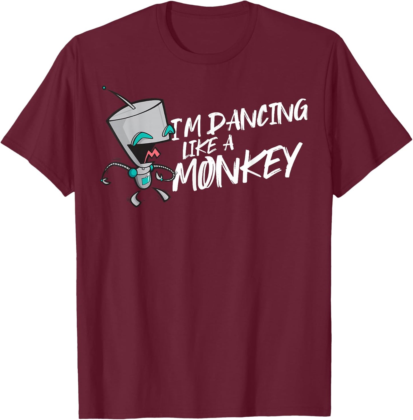 Invader Zim Gir I'm Dancing Like A Monkey Portrait T-Shirt - T-Shirt | Maroon