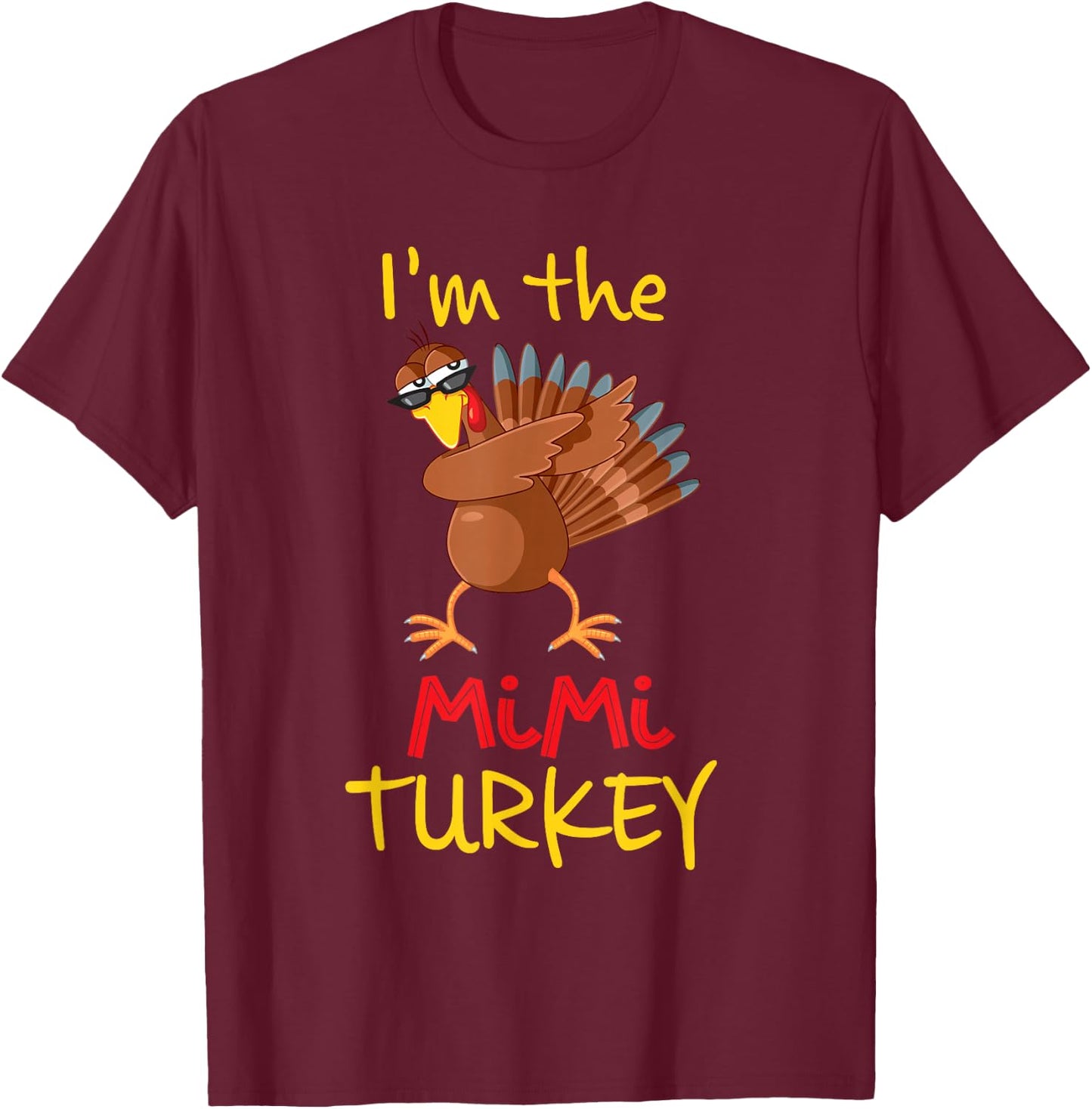 Funny Mimi Turkey Matching Family Group Thanksgiving Party T-Shirt - T-Shirt | Maroon