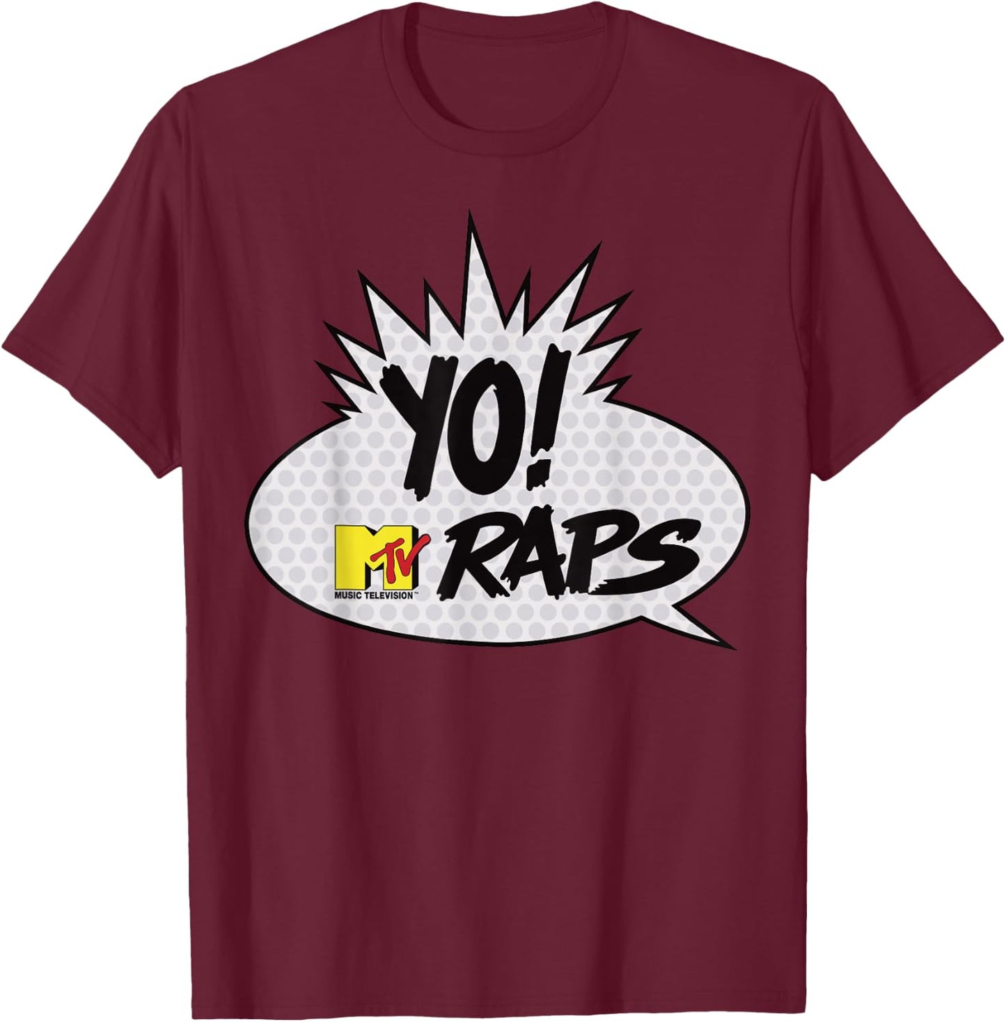 MTV YO! MTV Raps Comic Book Talk Bubble Small T-Shirt - T-Shirt | Maroon