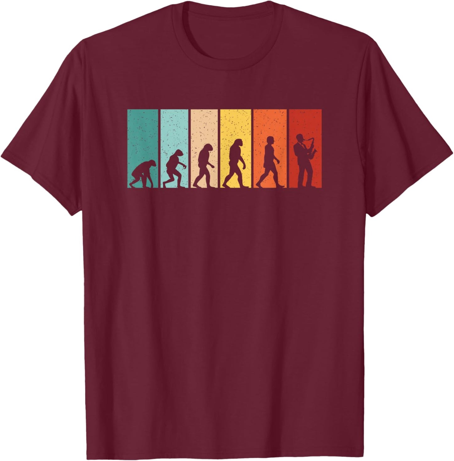 Funny Evolution Saxophonist Saxophone Player Men Women Kids T-Shirt - T-Shirt | Maroon